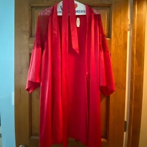 Silk and lace red bath robe